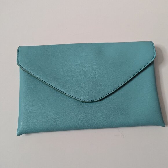New J Crew Tiffany Blue Leather Envelope Bag with Chain - Picture 11 of 16